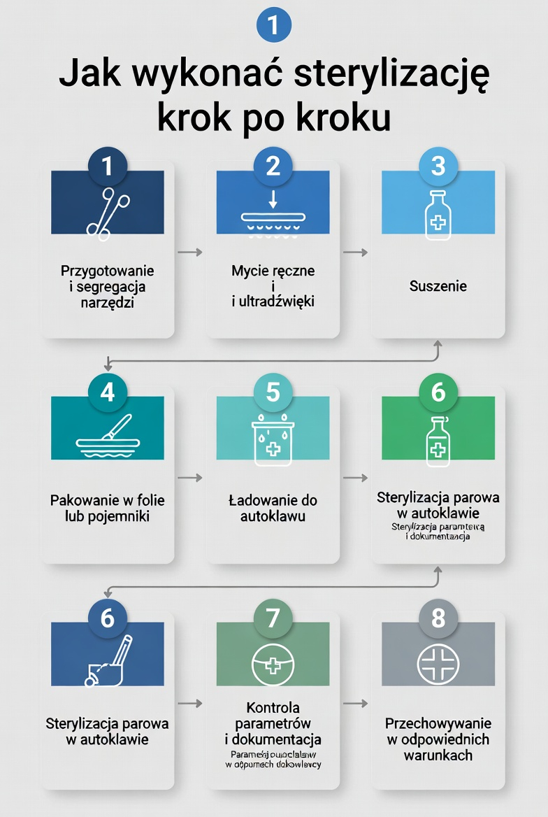 Proces sterylizacji narzędzi krok po kroku